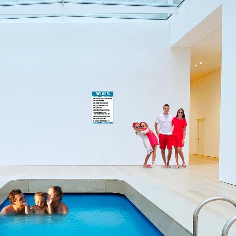 MEGA FORMAT Pool Sign for Outside, Corrugated Plastic Safety Rules - 12" x 18", Rust Free, Weather/Fade Resistant, Easy Mounting, Pool Rules Sign Outdoor/Indoor Use - Image 1